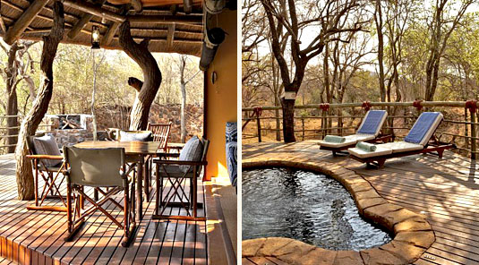 Jaci's Safari Lodge - Madikwe Game Reserve - Deck Dining Table & Swimming Pool