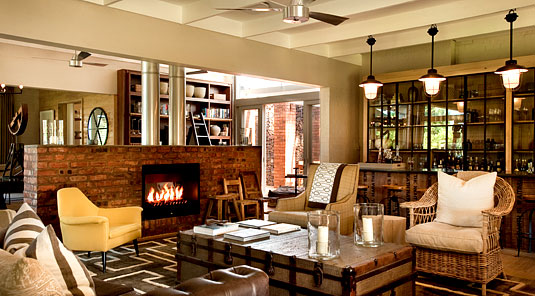 Farm House, Lounge with Fire Place - Morukuru Lodge - Madikwe Game Reserve