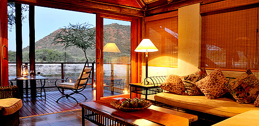 Chalet Lounge & Deck View - Tau Game Lodge - Madikwe Game Reserve